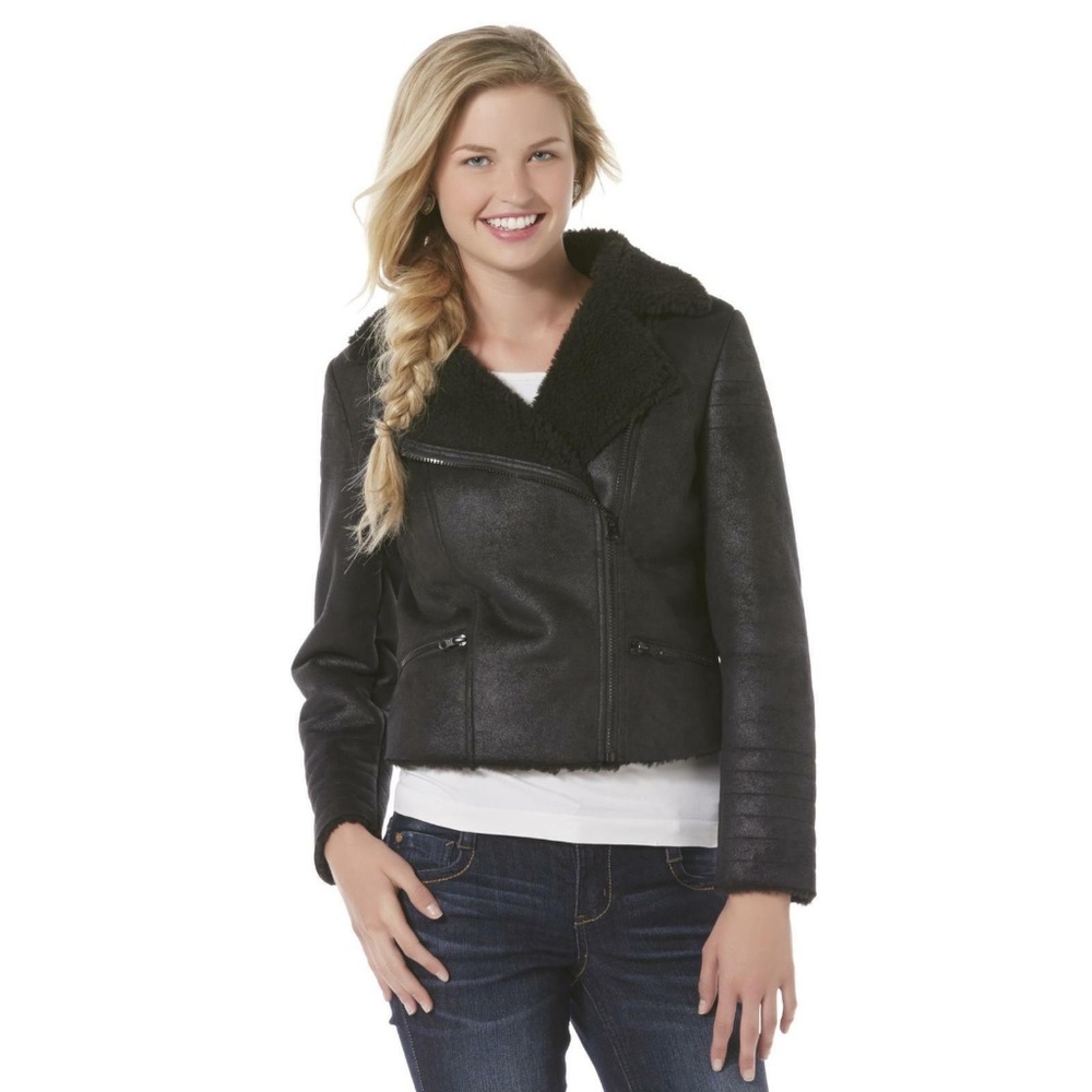 Junior's Moto Jacket Bongo Faux Leather size M NEW